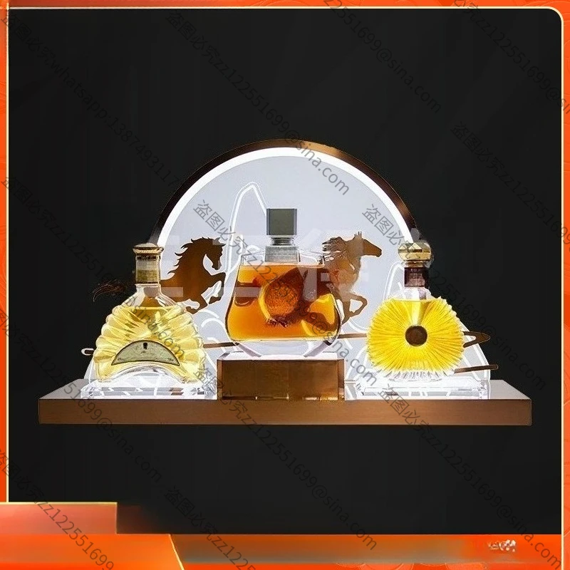 Suitable for Stainless Steel Light Luxury Design Foreign Wine Holder, High-end Whiskey Booth Tasting Special LED Light Luminous