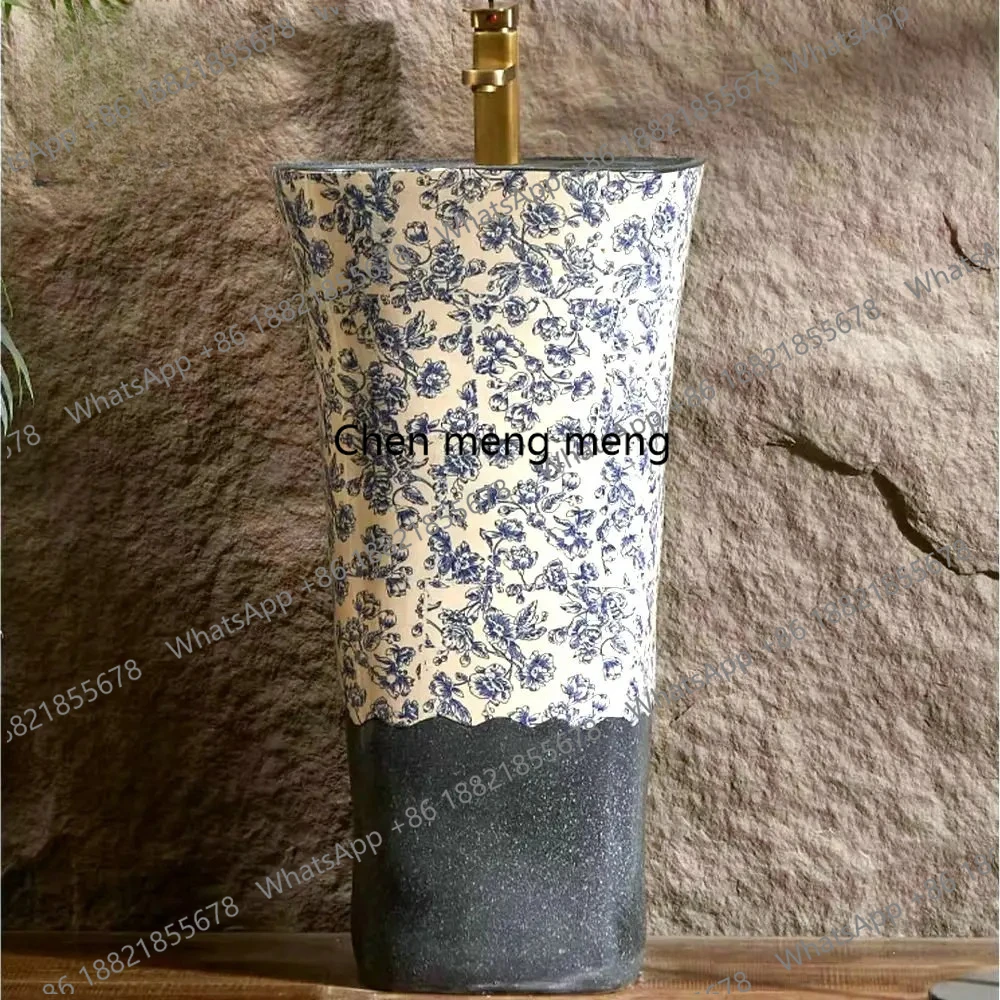 

Керамическая раковина для ванной комнаты с одним отверстием, кухонные мойки, модное украшение для сада, двора, балкона с подставкой