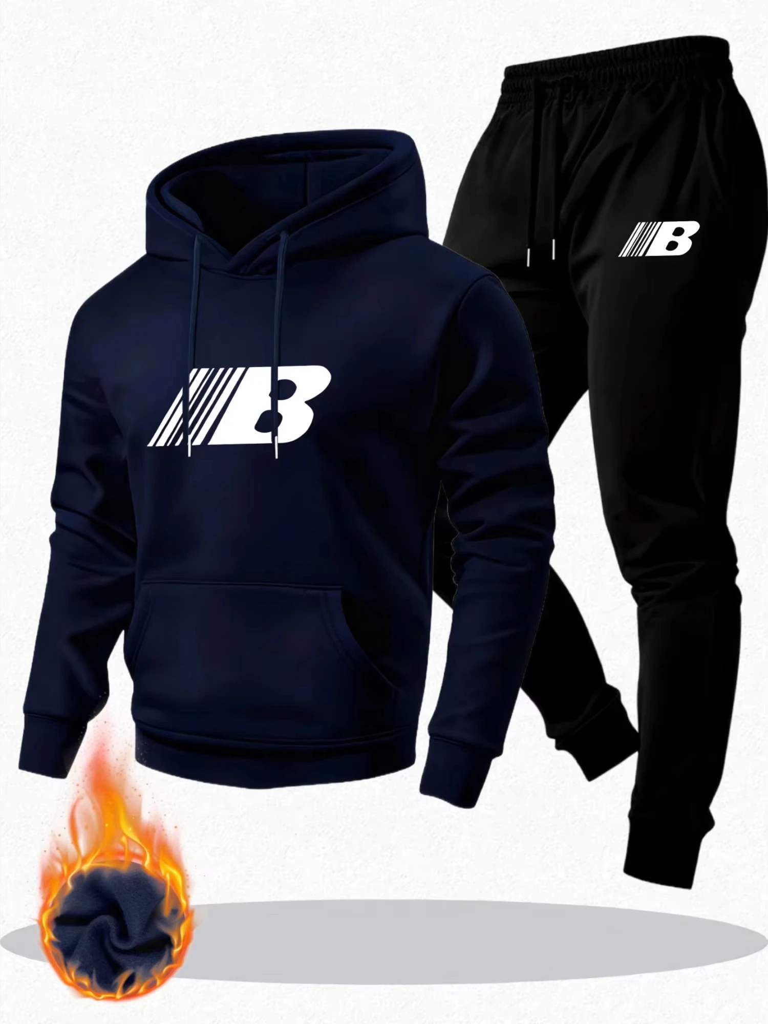 Autumn Men Challenge Letter Graphic Print 2Piece Tracksuit Loose Fit Hooded Sweatshirt DrawstringJogger Pants Running Sport Suit view 6