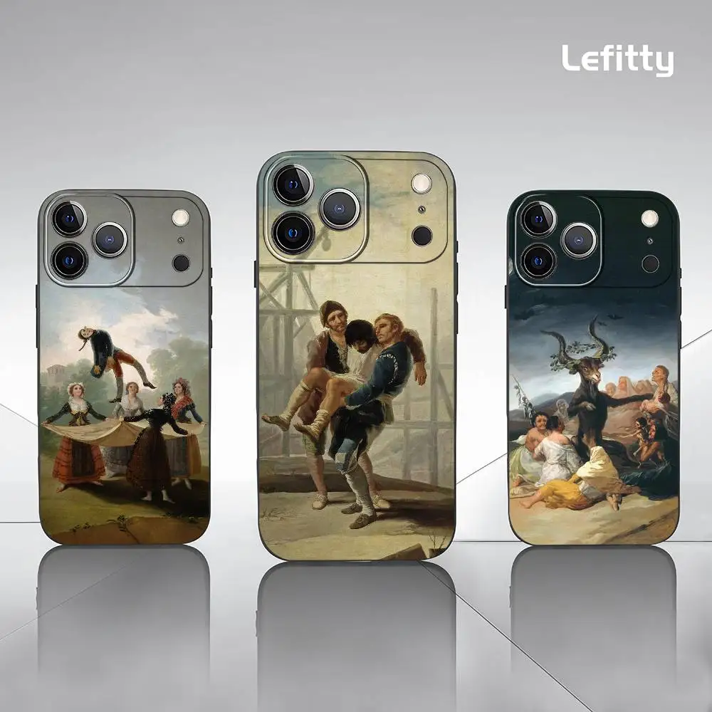 

Spain F-Francisco Goya Art Phone Case For IPhone 17 16 15 14 13 12 11 Pro Max Plus Mini Black Frosted Soft Shell Funda