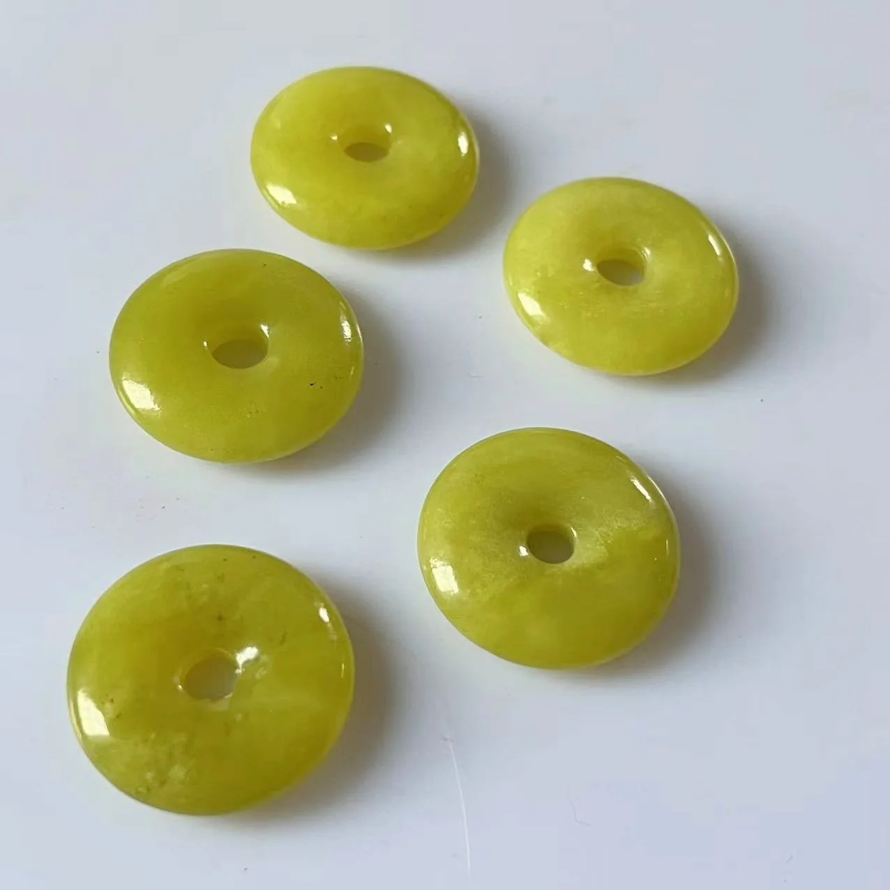 

Lemon Quartz Natural Semi-Precious Stone 25MM Donut Peace Coin Lucky Auspicious Pendant Necklace