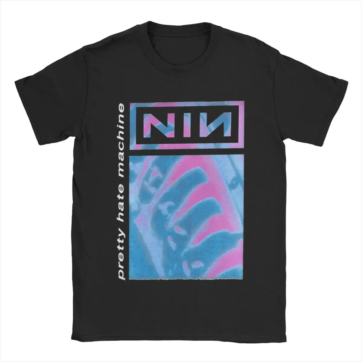 Blue And Purple NIN Nine Inch Nails T-Shirts for Men Funny Pure Cotton Tees Crewneck Short Sleeve T Shirt Adult Clothes