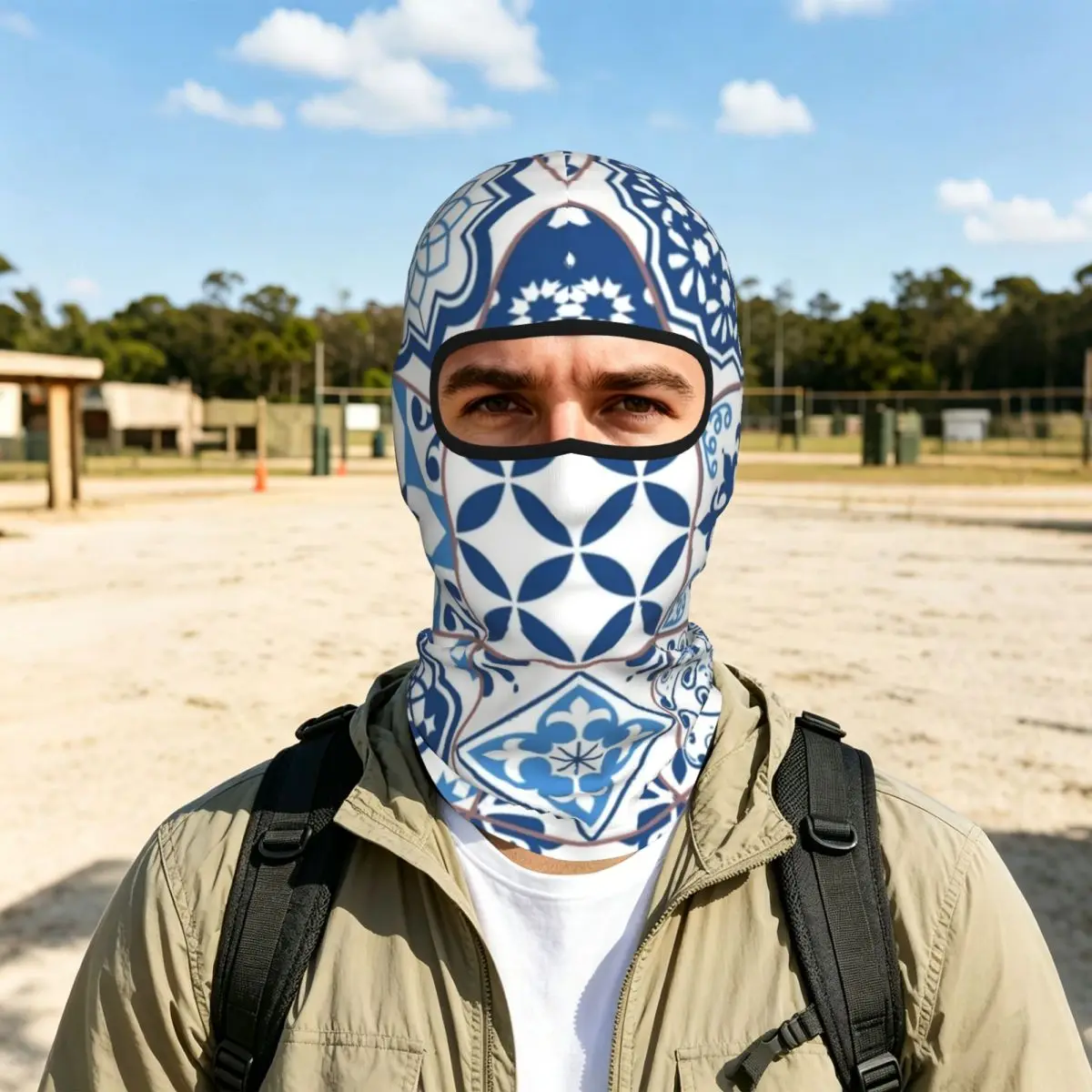 Abstract Patterns On Ceramic Tile Breathable Thin Balaclava Full Face Mask Sun Protection Neck Gaiter For Motorcycle Cycling