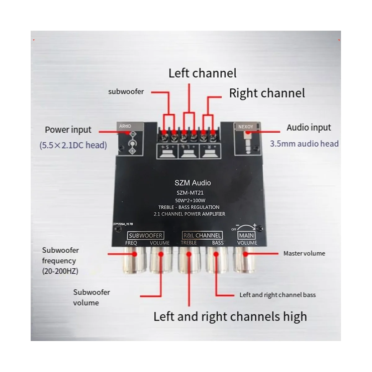 Carte d'amplificateur de puissance numérique Bluetooth, amplificateur haute puissance, technologie haute basse, canal 2.1, 50W x 2 + 100W