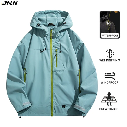 JNLN Unisex impermeable rompevientos deporte al aire libre a prueba de viento chaqueta de una sola capa hombres mujeres senderismo escalada Trekking capa de lluvia