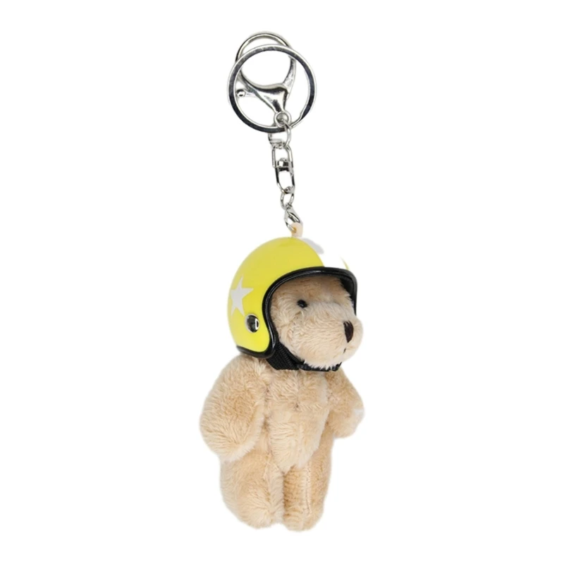 Helmeted Bear Charm Keychains Women Car Keyring Backpack Handbag Charm Pendant