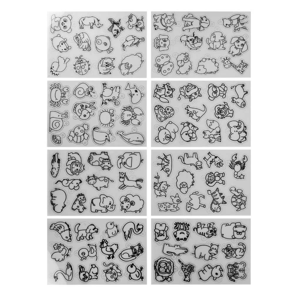 

8 PCS Cute Animal Heat Shrink Sheets Colorable Different Patterns Shrink Plastic Sheets White Shrinky Art Paper DIY Crafts