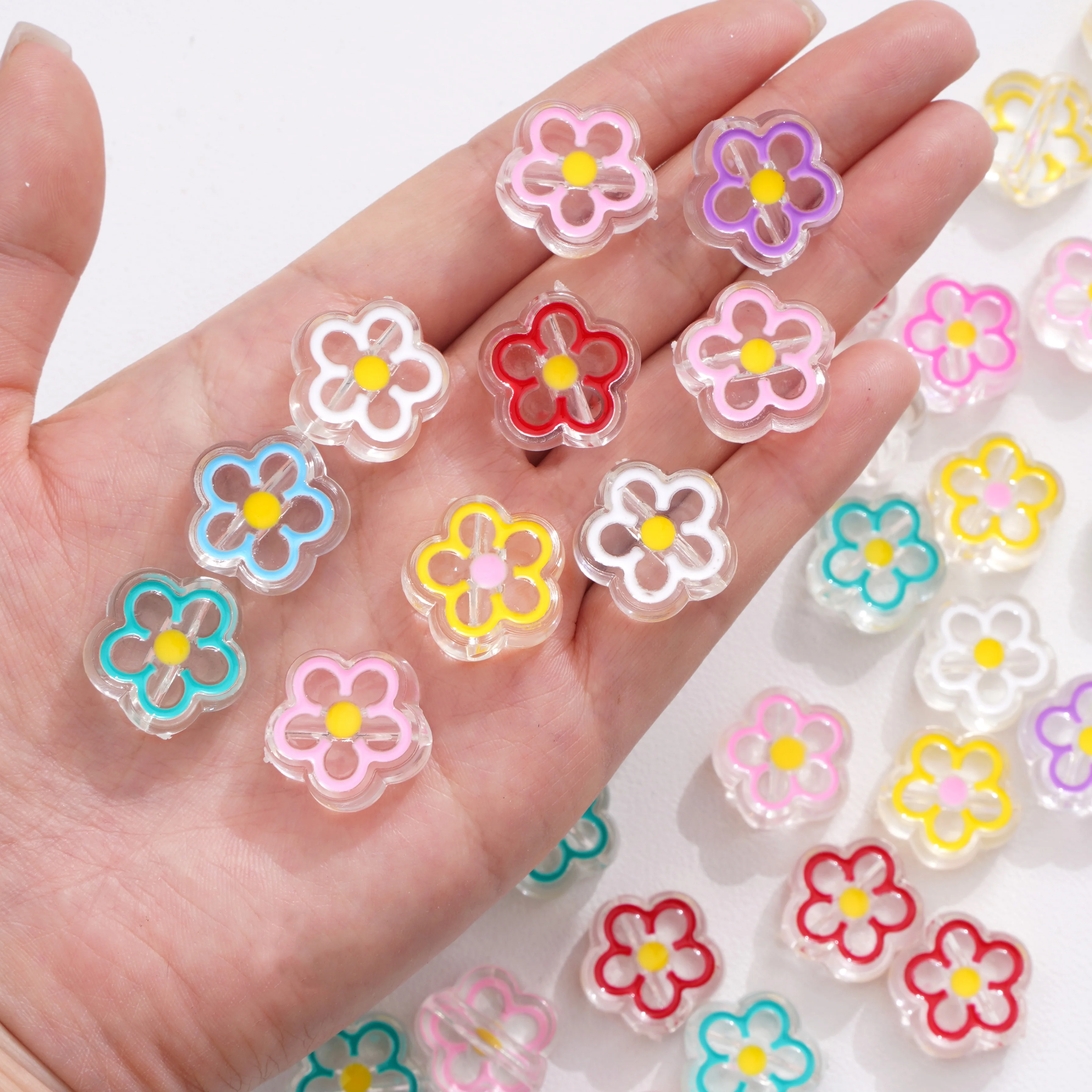 

6-20Pcs Multi Color Acrylic Flower Beads To Make Bracelets Keychain Floral Loose Spacer Beads For DIY Jewelry Making Accessories