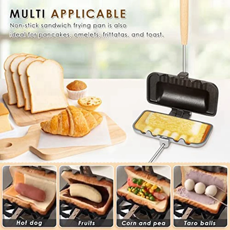 Hot Sandwich Maker Double-Sided Sandwich Baking Pan Double Sided Frying Pan, Grilled Cheese Maker