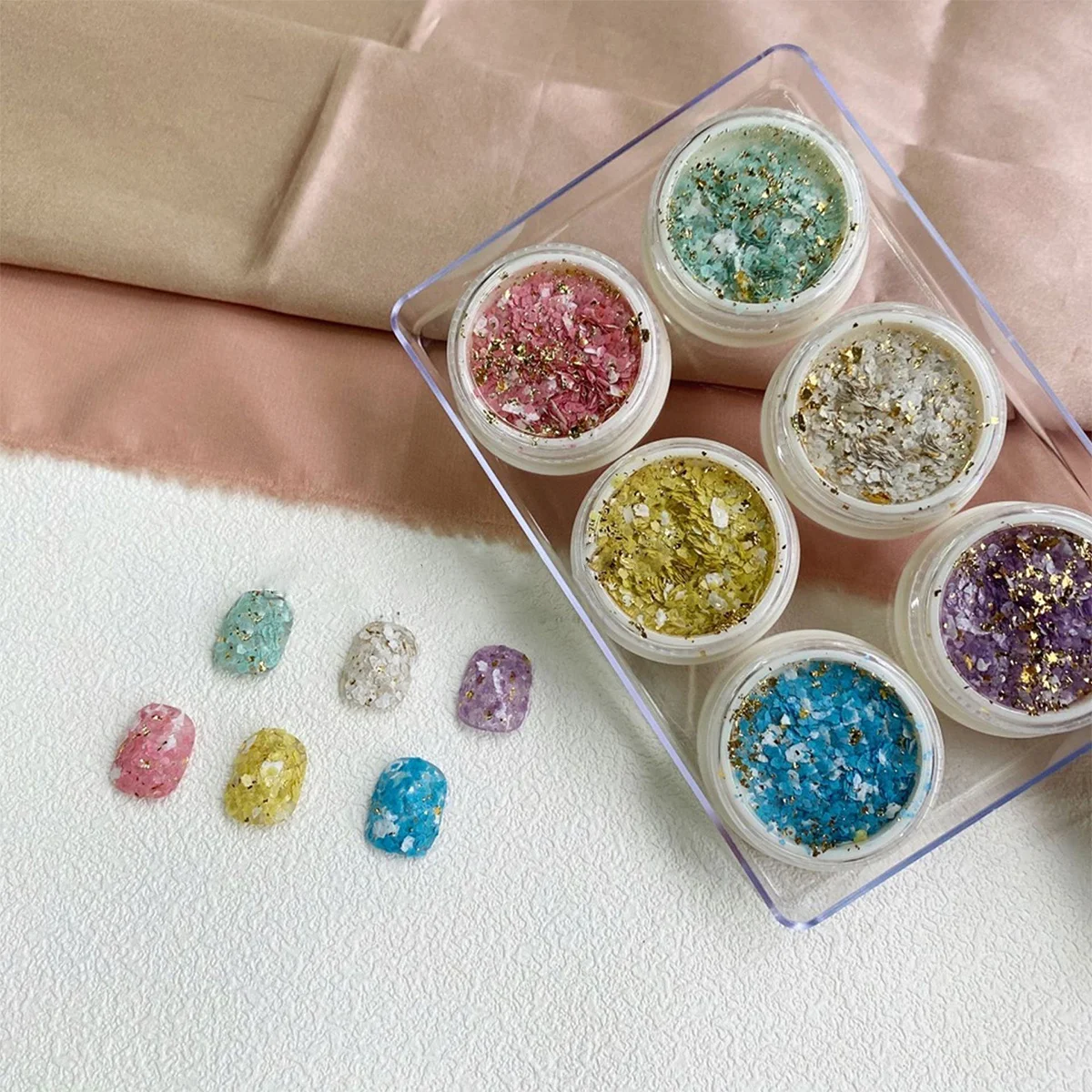 金箔のきらびやかなパウダーシート,マニキュア,紙,フレーク,芸術的な創造の装飾,1セット,6個