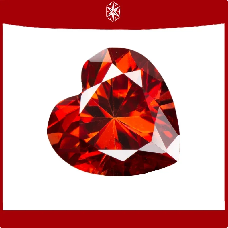 Moissanite Loose Stone Garnet Color Heart Cut Lab Grown Diamond Advanced Jewelry Making Materials with GRA Certificate