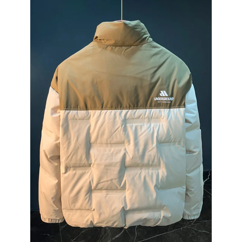 

Winter down jacket for men, large size, stand up collar, loose, fashionable, warm, and thick cotton jacket with added fleece