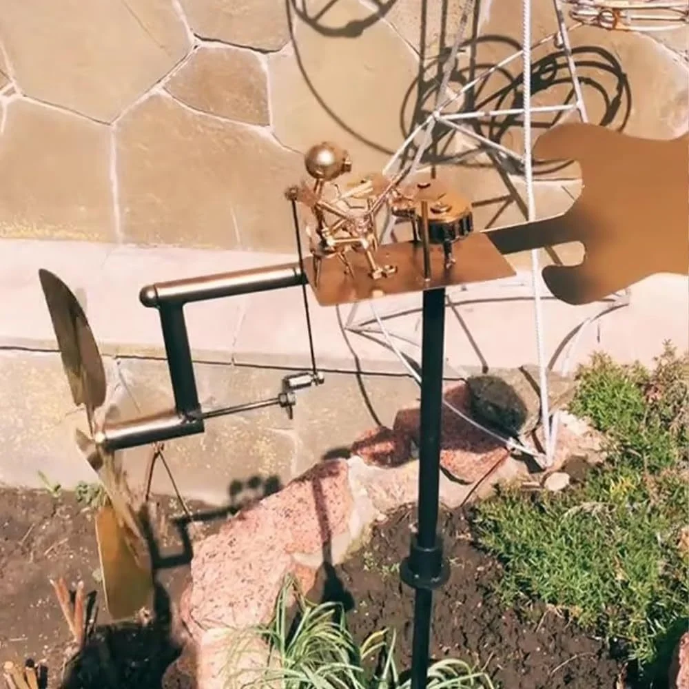 Handmade Metal Drummer Windmill Ornament, Garden Yard Spinner Figurine Christmas, Party Home Decor Gift Table, Sculpture
