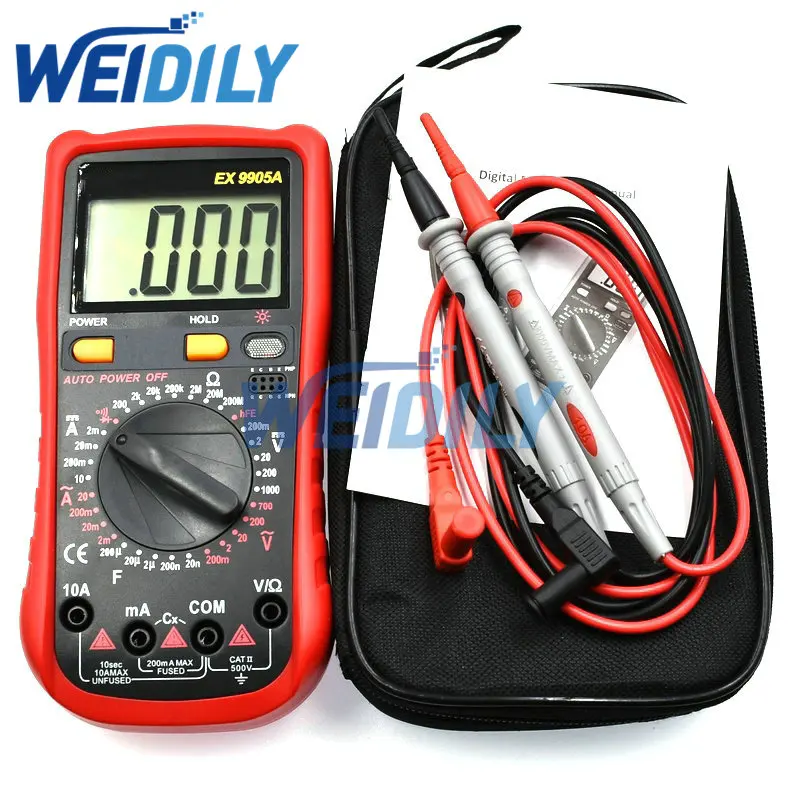 

Large Screen Backlight EX9905A Digital Multimeter Automatic Shutdown Burn Prevention Data Locking Transistor Tester Electrical