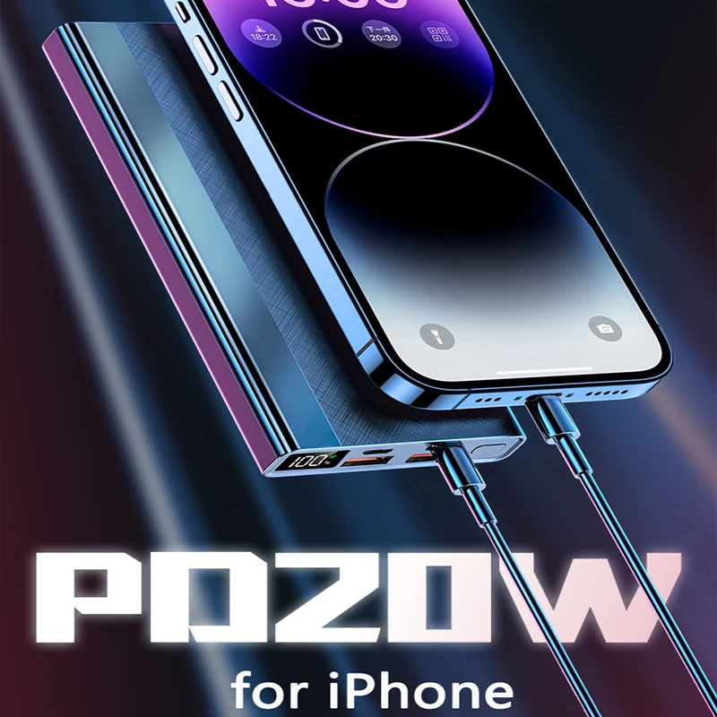 Power Bank 30000 мАч с USB Type C 66 Вт Powerbank с быстрой зарядкой Внешний аккумулятор для iPhone Huawei Xiaomi Samsung Poverbank