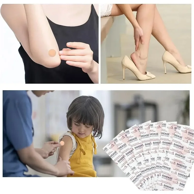 100 pçs pequena ferida pe redondo à prova dwaterproof água band aid vacina bandagem gesso adesivo bandagem pegajosa kit de primeiros socorros de emergência