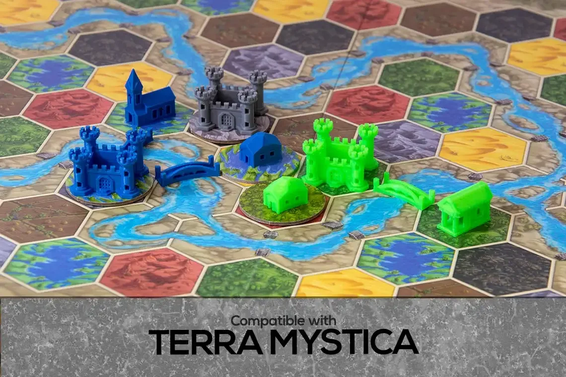 3d print board game bbg Terra Mystica replacement 238 Pieces Upgrade full miniature sets token dwellings priests stronghold kit