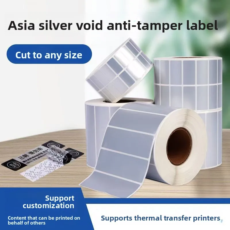 Custom Printable VOID Tamper Evident Security Labels Self Adhesive Roll Stickers for Sealing Packaging Cartons Boxes and