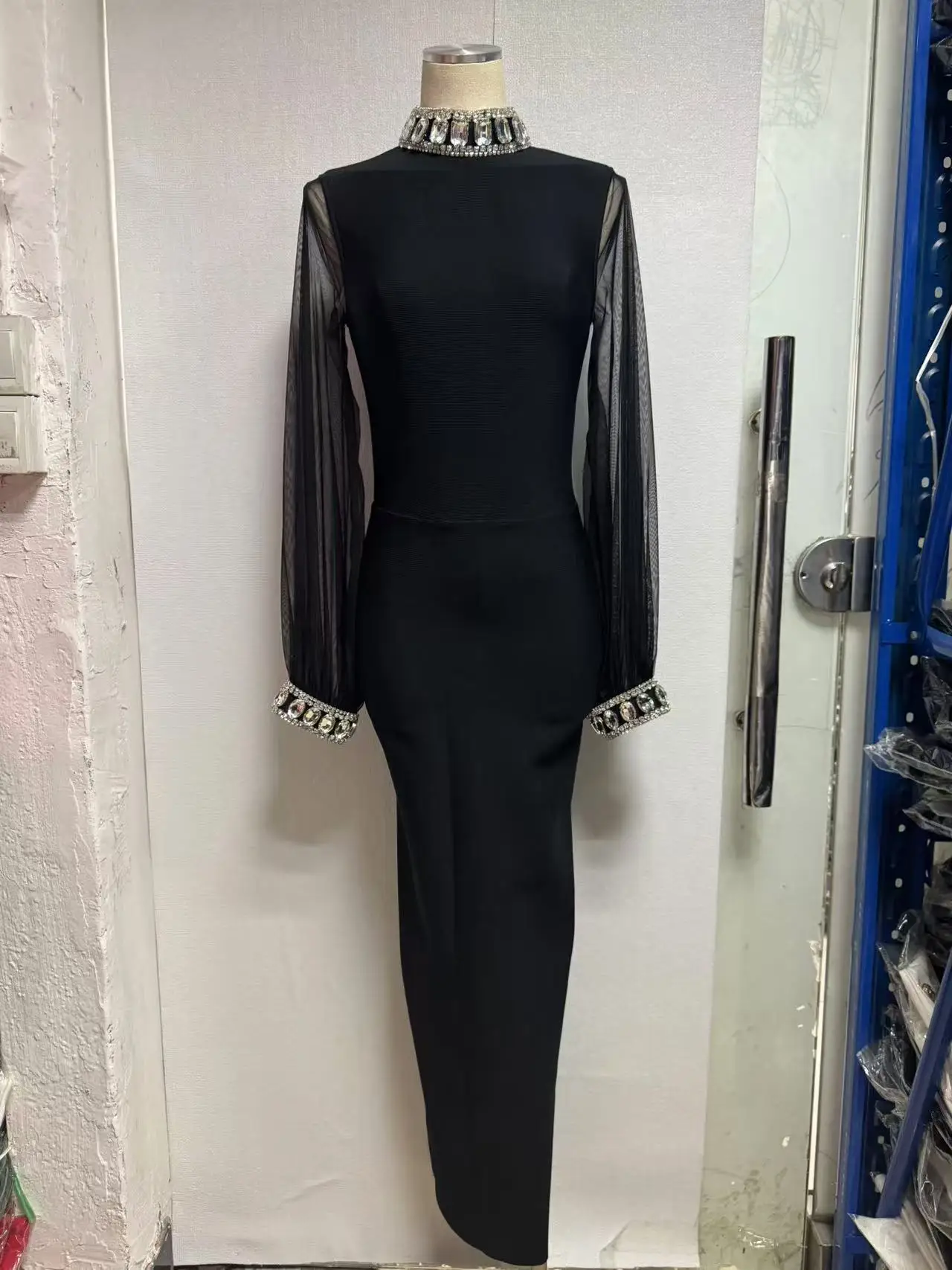 

Женское сексуальное сетчатое платье макси с длинным рукавом и бриллиантами в стиле пэчворк, элегантное вечернее платье знаменитостей для ночного клуба, дня рождения