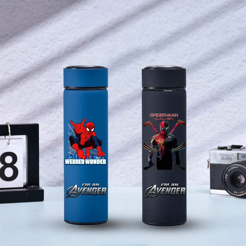 500ML Spider Man Cartoon Vacuum Insulated Water Bottle Portable Leak Proof Insulated Cup Student Sports Leak Proof Water Bottle