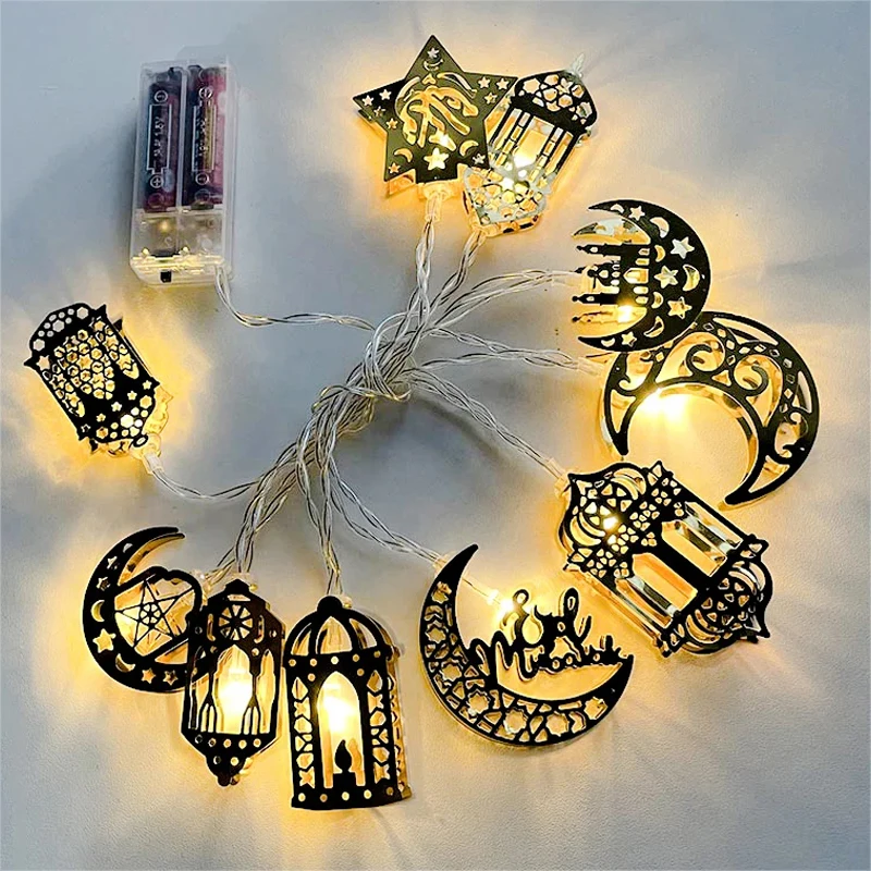 10LED lune étoile château Led chaîne lumières EID Mubarak Ramadan Kareem décoration de la maison 2025 Islam musulman EID fête lanterne lumière