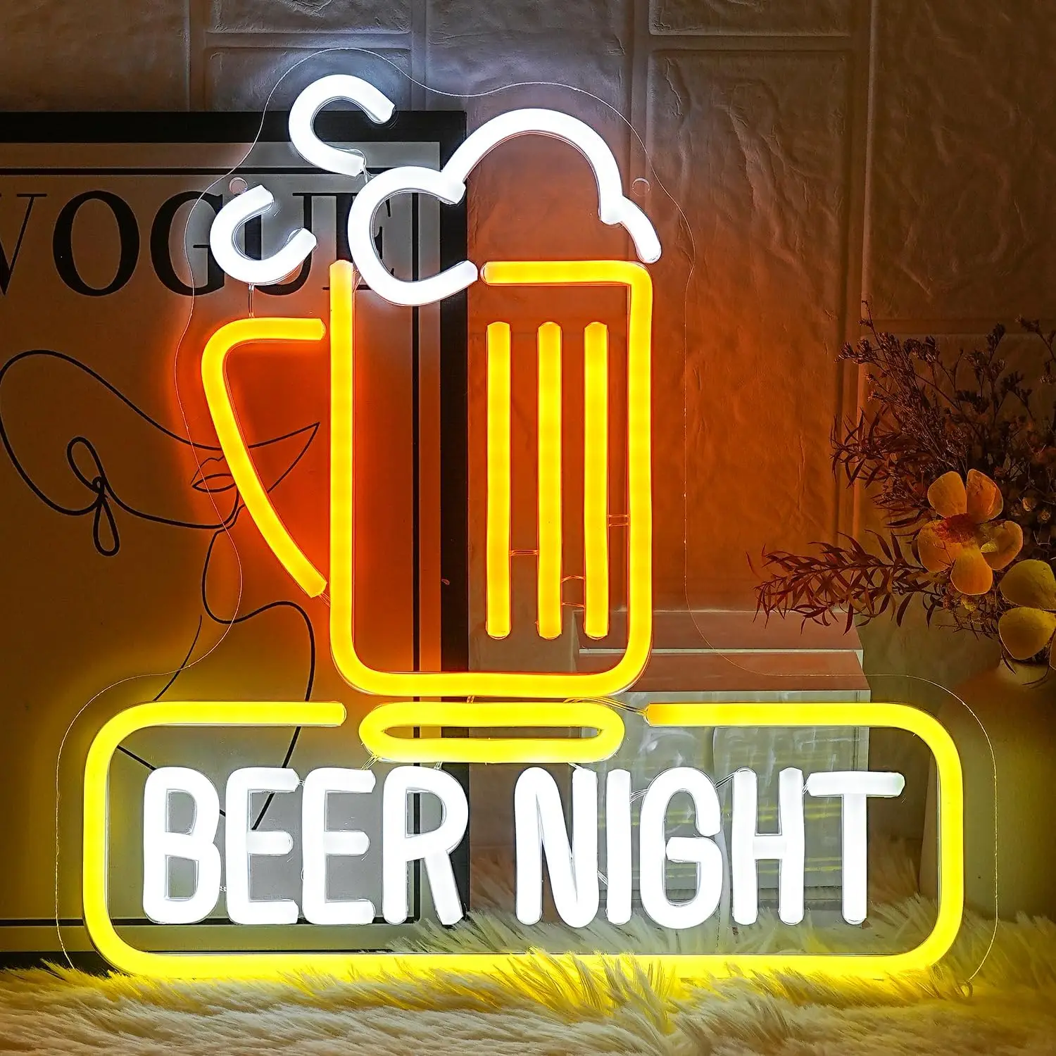 

Beer Night Neon Sign for Man Cave Bar Decor USB LED Neon Ligh Wall Art for Bedroom Restaurant Party Lamp Personalized Gift