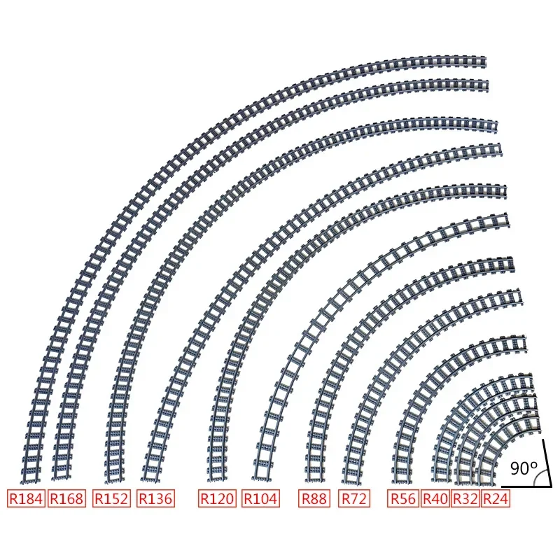 MOC Cross Track Railroad DIY Scene Building Blocks Multi Angle Curved Train Track Bricks Toys Rail Car Compatible With LEGO
