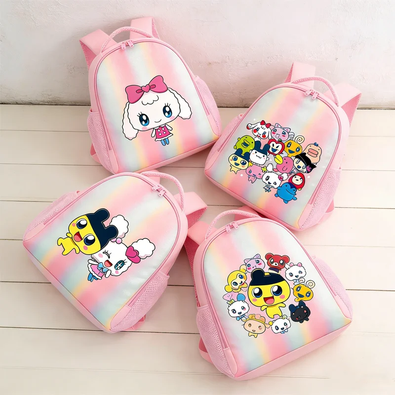 

Школьный рюкзак Tamagotchi для студентов, радужный, с принтом, на двух лямках, мультяшный, для путешествий, удобный, с отделениями для организации вещей