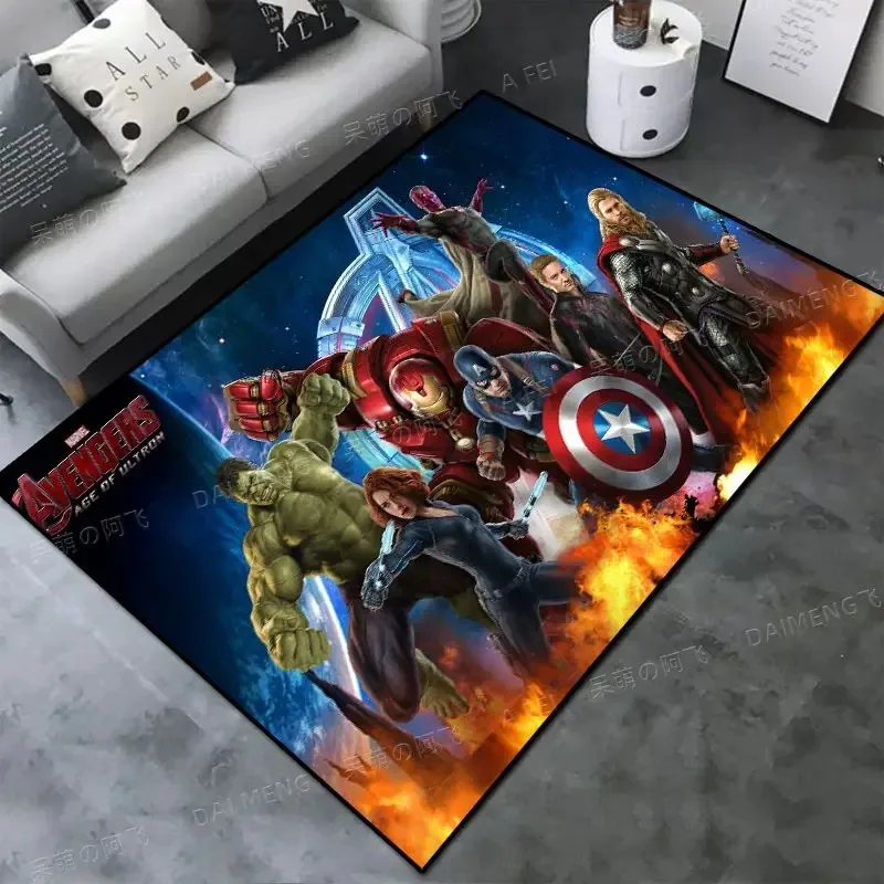 Disney Marvel Avengers Super Hero Captain America Carpet Iron Man Lounge Rug Spiderman Bedroom Bedside Rug Spider-man Floor Mat