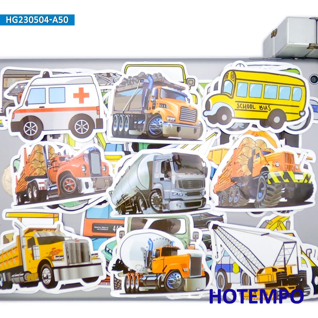 20/30/50枚、特殊車両ステッカーセット、混合車バストラック、ラップトップ、車、電話、オートバイ、荷物用、面白いステッカーパック