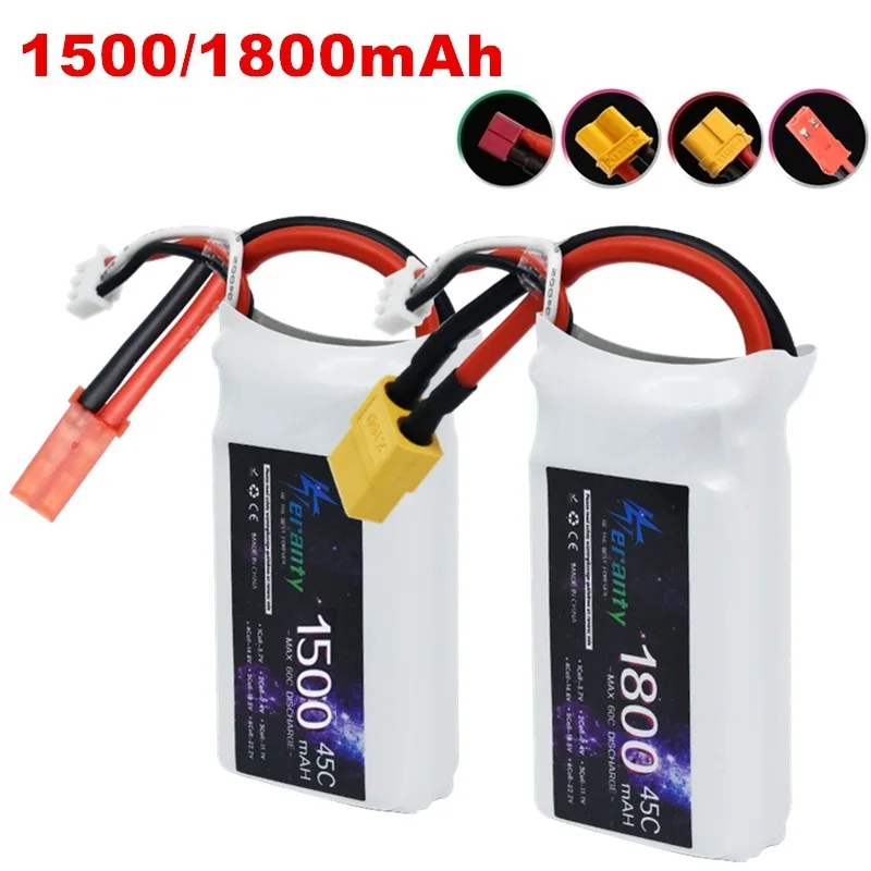 

TERANTY 1500mAh 45C 7.4V 2S Lipo Battery With XT30/JST/XT60/Deans T Plug for RC FPV Racing Drone Quadcopter Car Model
