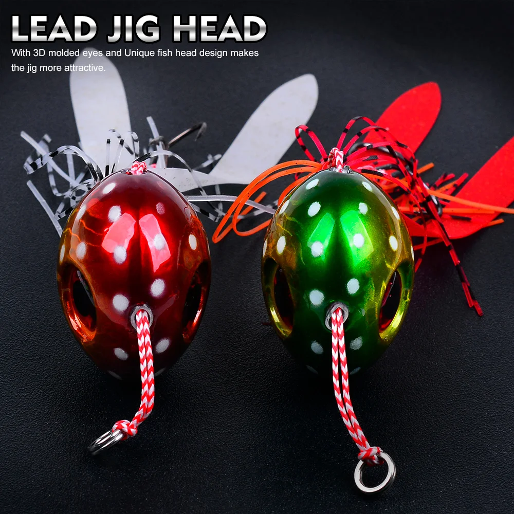 PROBEROS 40-180g Metall-Jigköder 1 Stück Künstlicher Leuchtender Jig-Garnelenköder mit Gummischürze Metall-Angelköder Jigging-Köder für Salzwasser-Angeln – Detail 8