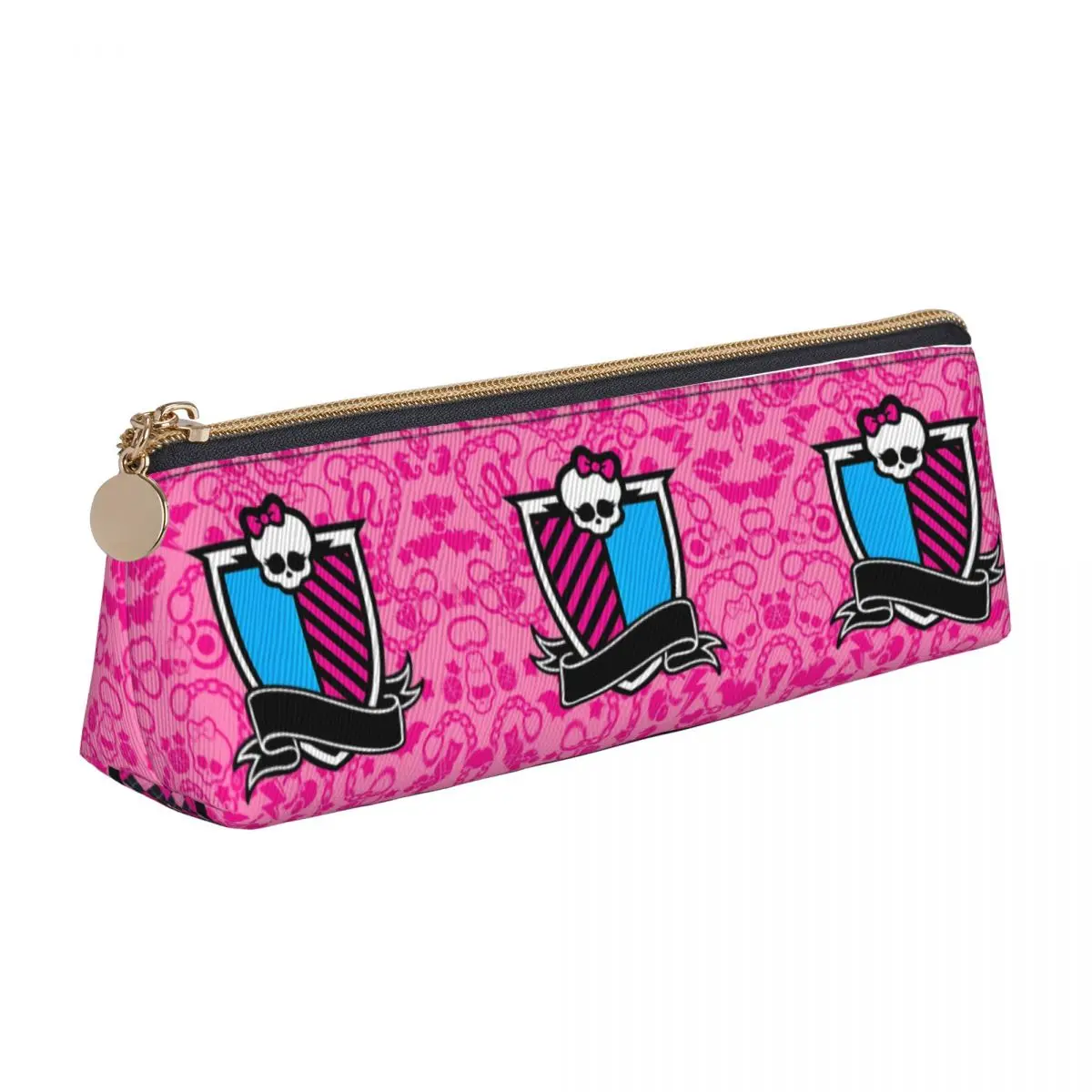 Monster High Pencil Case Pinkling Cartoon PU Leather Pencil Pouch Boy Girl Retro Big School Pencil Cases Stationery Organizer