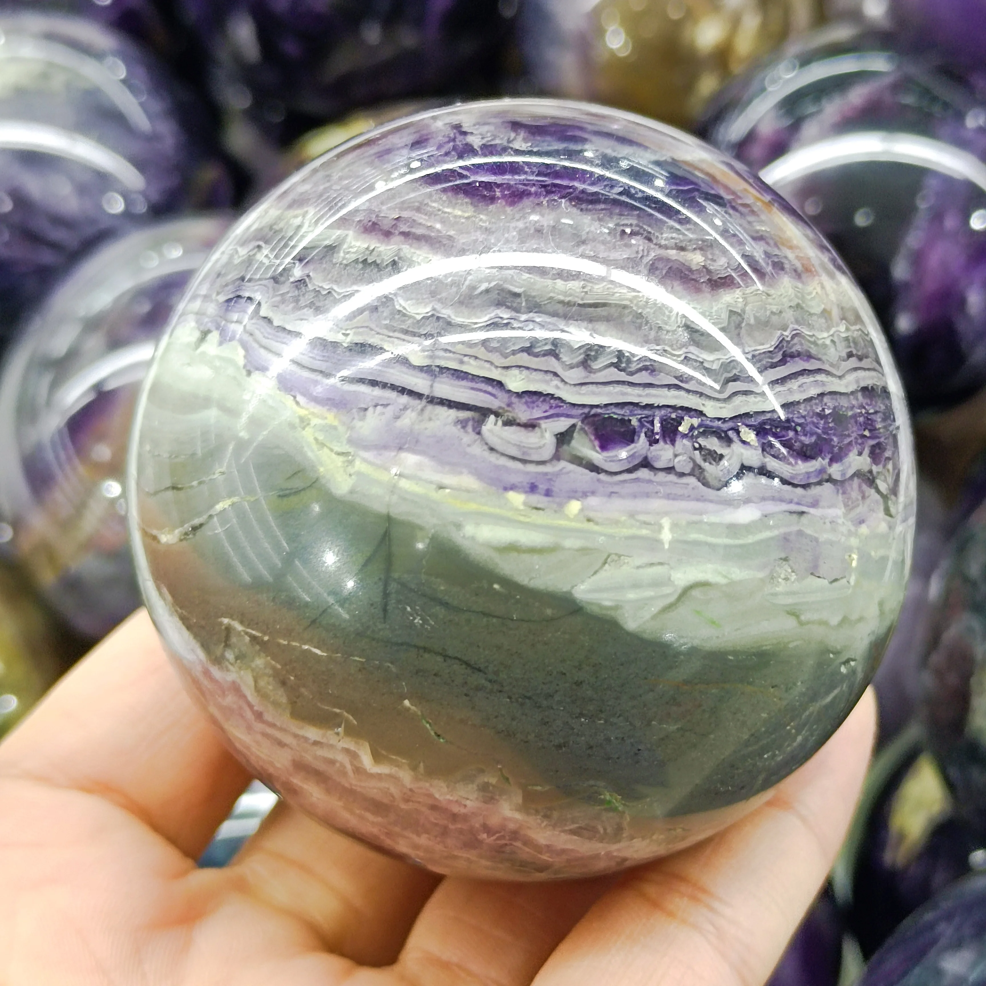 1pc Natural Silk Fluorite Quartz Sphere Ball Stones Good Quality Crystal Reiki Meditation Polished Decor Stones Collection Gifts