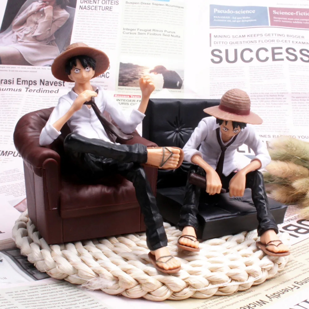 2 Styles Cute Action Figure Monkey D Luffy Luffy Gear Figurine with Sofa for Car Home Decoration Toys