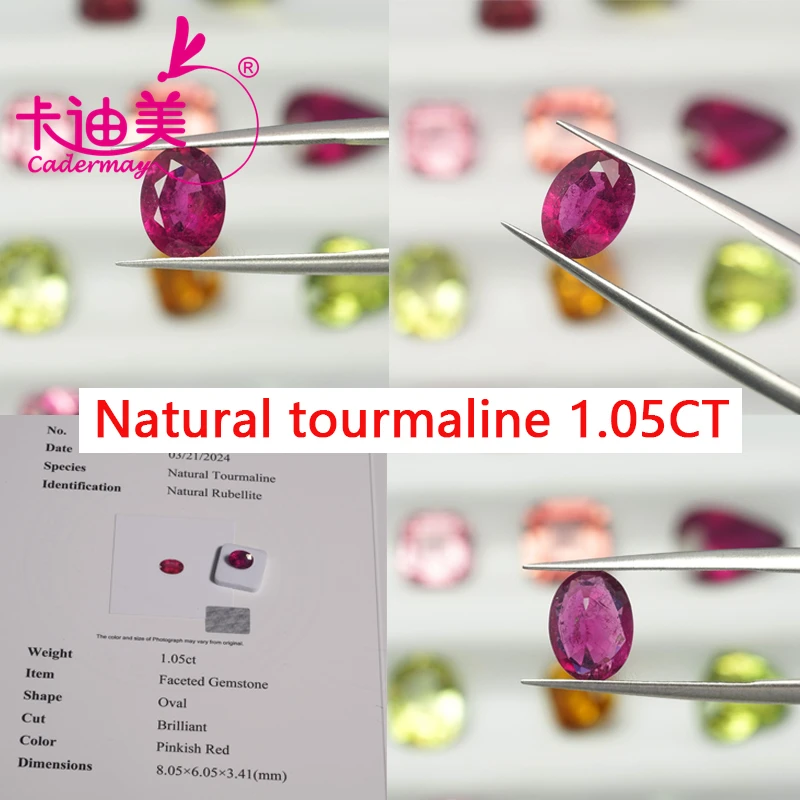 Oval Shape Pinkish Red Real Natural Tourmaline Loose Stone With GRC Certificate Gemstone For DIY Fine Jewelry Making