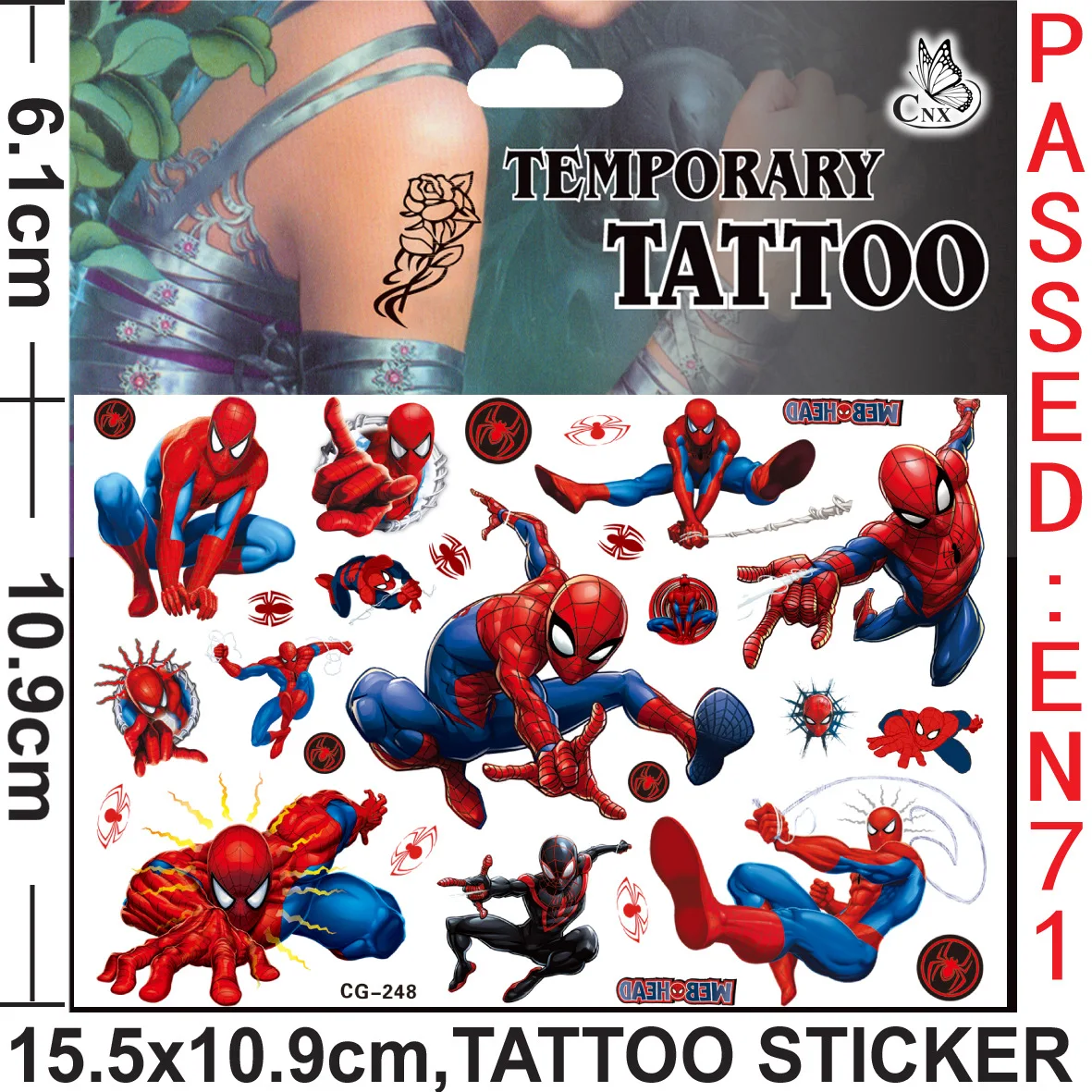 One Piece Children\'s Cartoon Spiderman Tattoo Sticker Water Transfer Sticker Kindergarten Reward Sticker Fashion Sticker pack