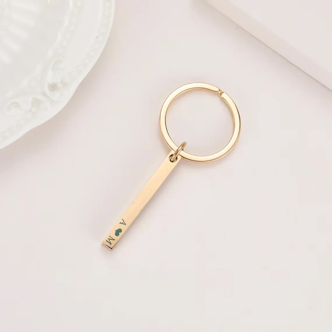 Personalized Engraved Bar Keychain Stainless Steel Four Side Coordinates Keyring Custom 3D Bar Key Chains Women Men Gift view 3