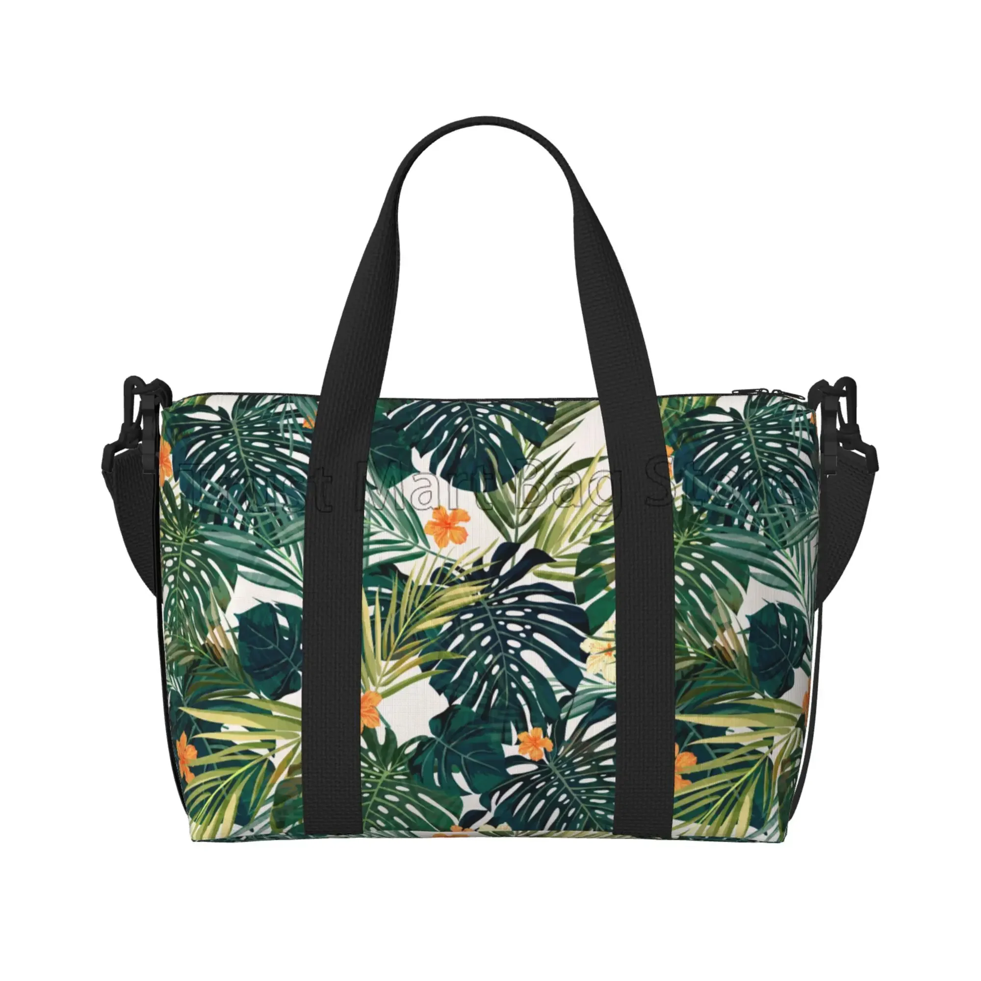 

Hawaiian Palm Leaves Print Travel Duffle Bag Lightweight Waterproof Weekender Overnight Bags Unisex Foldable Workout Handbag