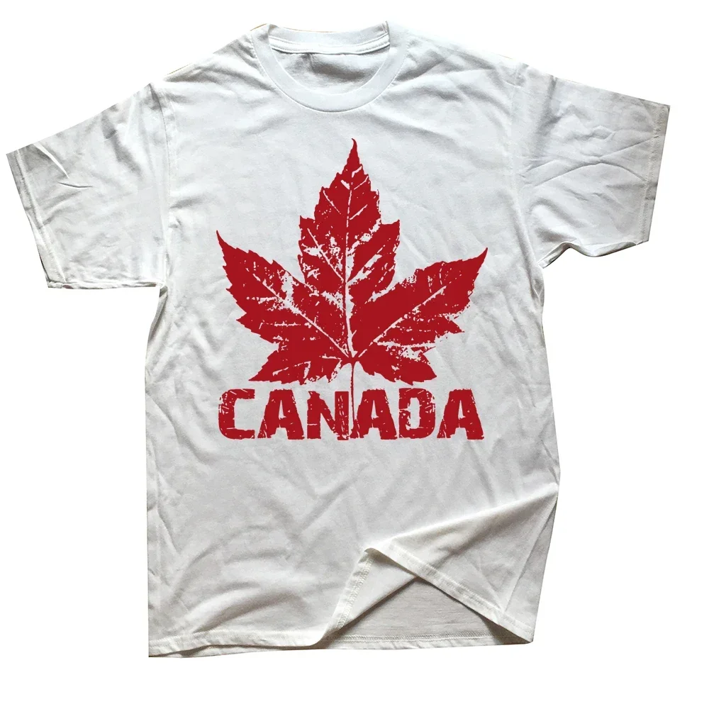 O Neck Loose Unisex T-shirt Male Tee Tops New Arrival Man Short Sleeve Harajuku Fashion Canada Maple Leaf Flag Print Men style