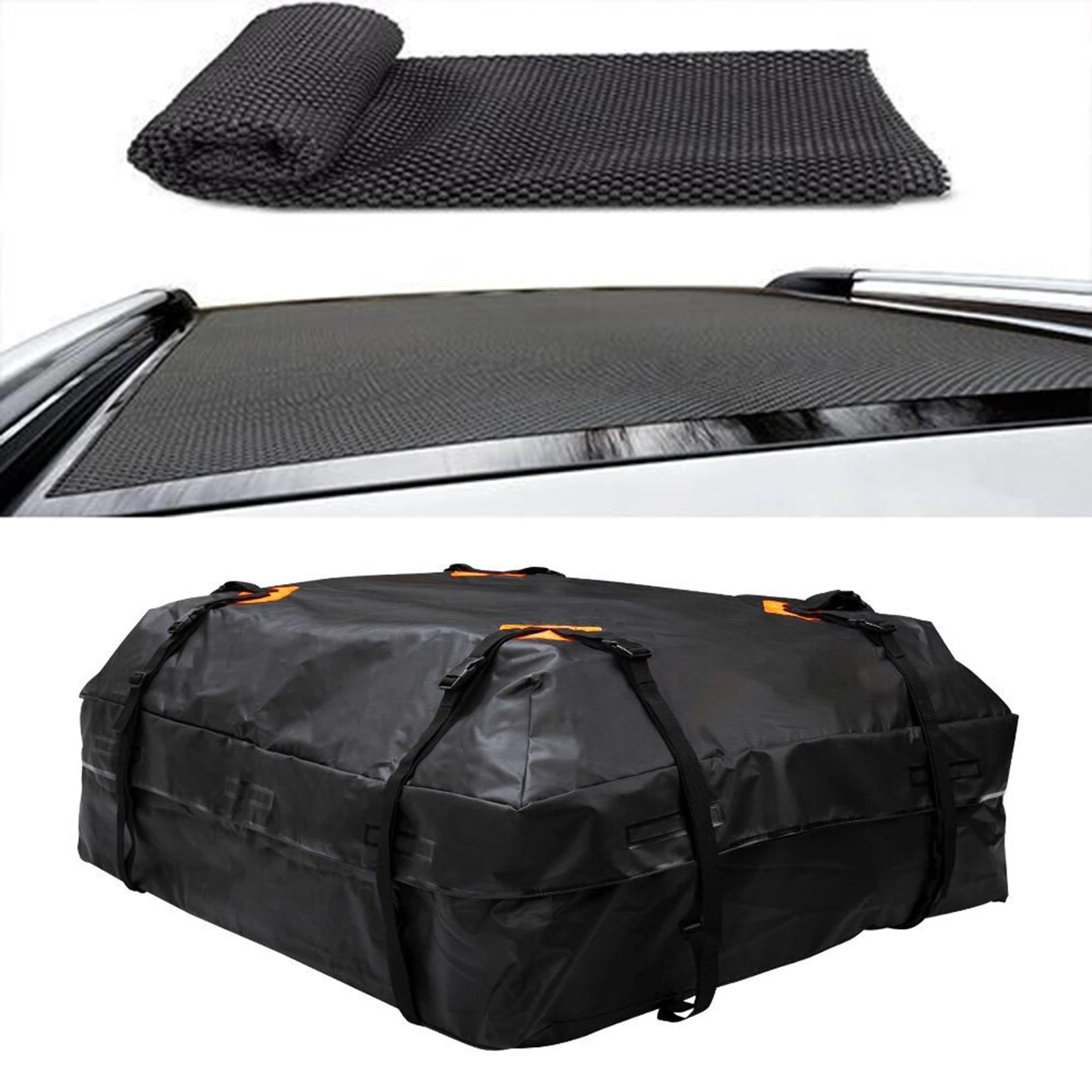 420D Waterproof Cargo Bag Car Roof Cargo Carrier Universal Luggage Bag Storage Cube Bag for Travel Camping with Anti-slip Mat