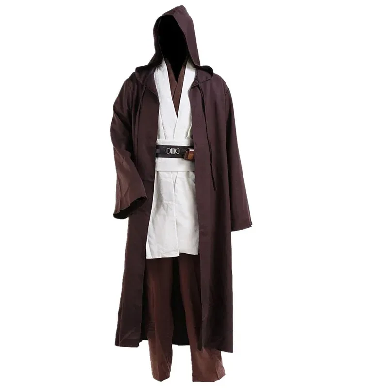 CyP-Jsmen 영화 스타 로브 오비완 코스프레 의상 튜닉 로브 풀 세트 할로윈 후드 망토 로브 유니폼 유니섹스 빅 사이즈 XX