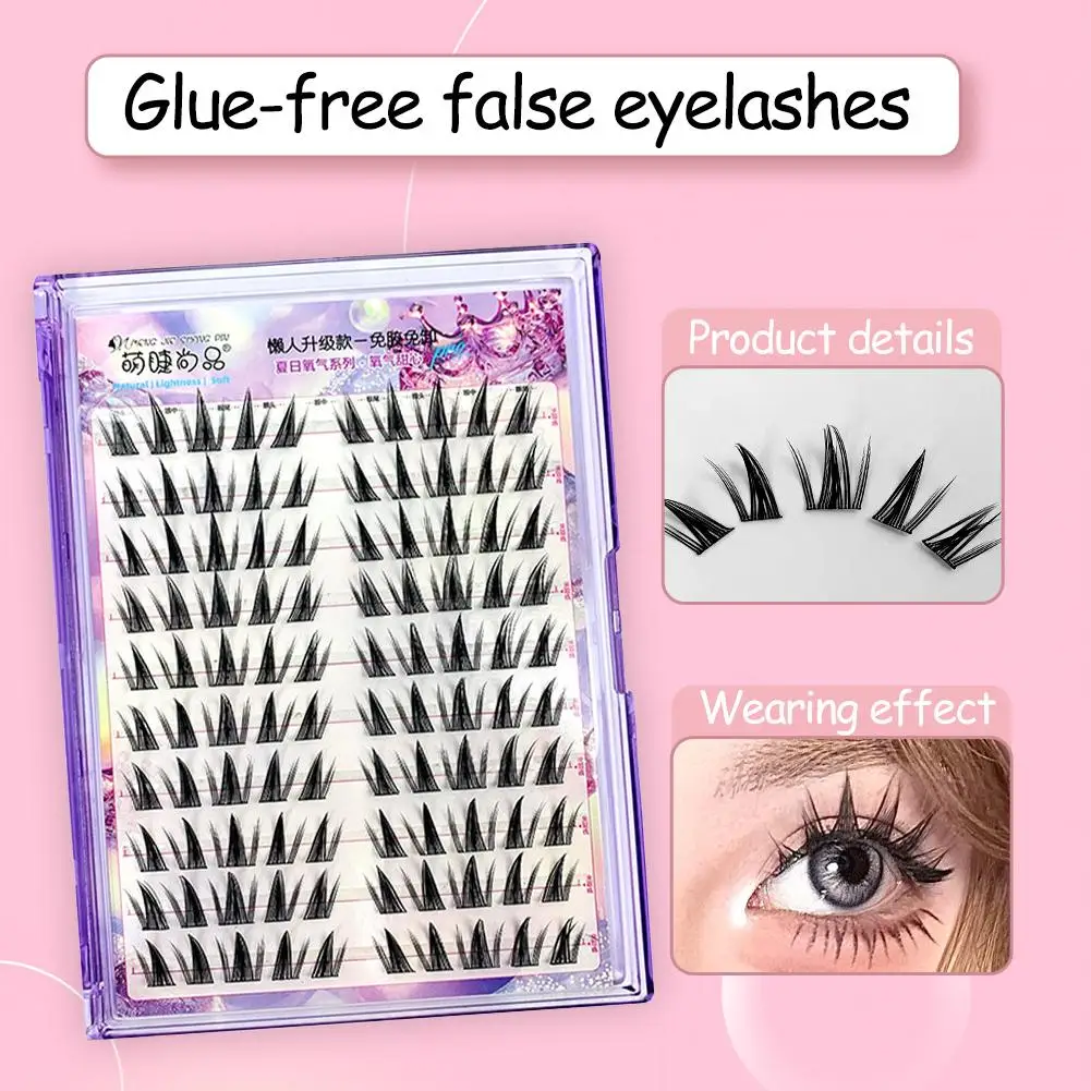 Glue-Free False Eyelashes False Eyelashes 5D Fluffy Application Easy Eye Anime Thick Lash Natural Curling H8V9