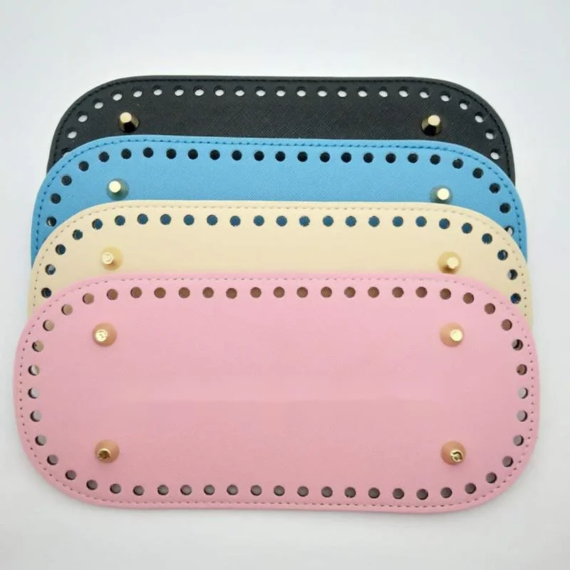 

4pcs 22*10cm Long Bottom For Knitted Bag PU Leather Bag Base Handmade Bottom With Holes DIY Crochet Bag Bottom Accessories