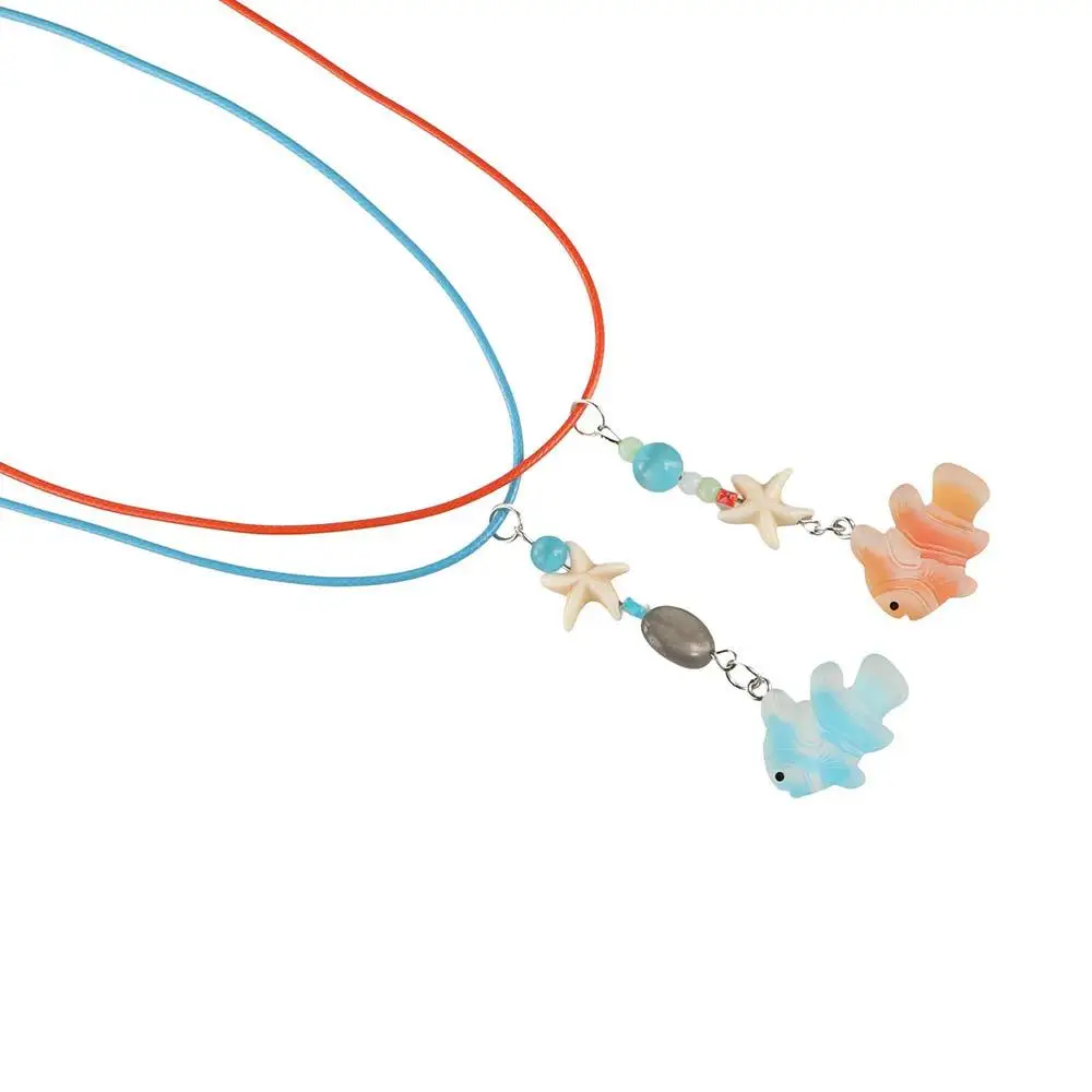 Korean Style Cute Fish Necklace Minority Design Bead Starfish Necklace Charms Jewelry Accessories Resin Ornament Clavicle Chain