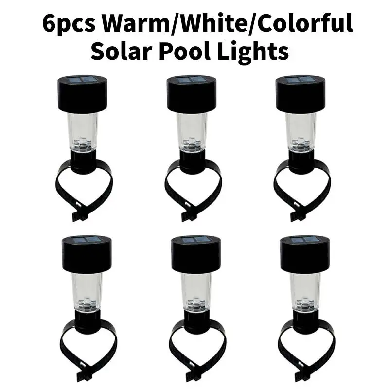 6pcs 3 Color Solar Pool Light Waterproof Swimming Pool Trampoline Fence Yard Decor Lights for Framed Above Ground Pools