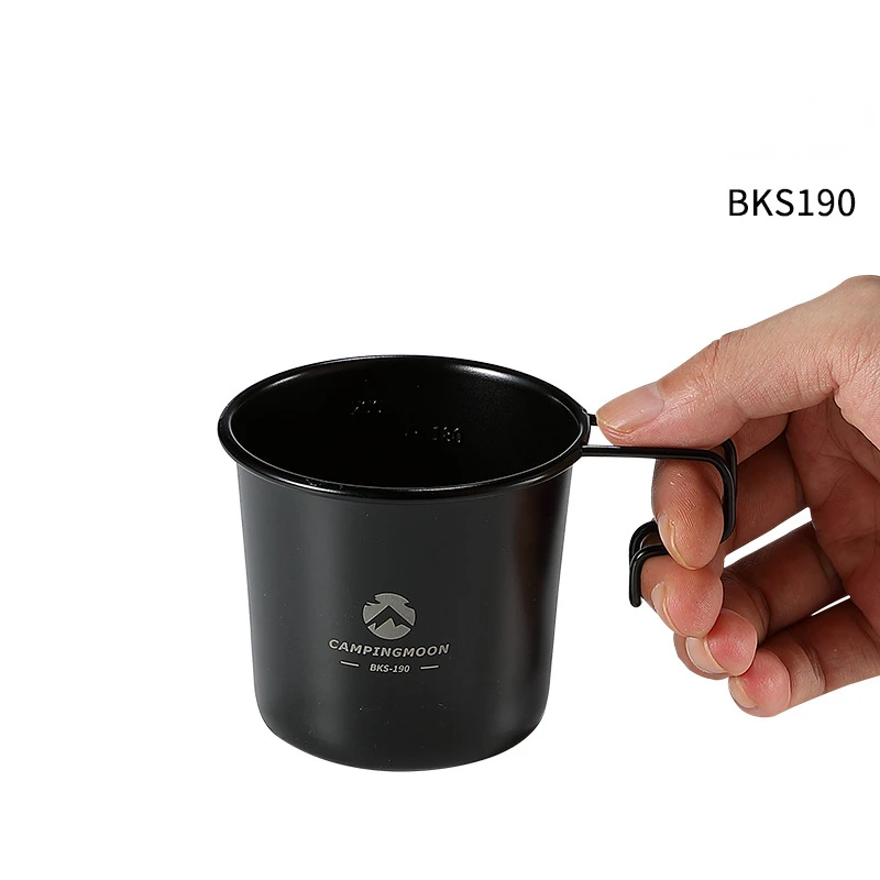 

Outdoor Camping Stainless Steel Black Titanium Plated Snow Beer Mug Water Mug Overlapping Storage and Easy To Carry New Gift