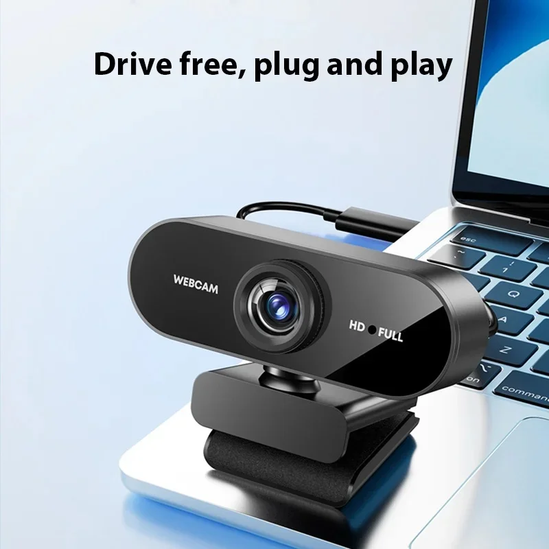 Câmera USB de Rede Preta Full HD 1080p com 360 Graus °   Microfone Rotativo para Laptop PC