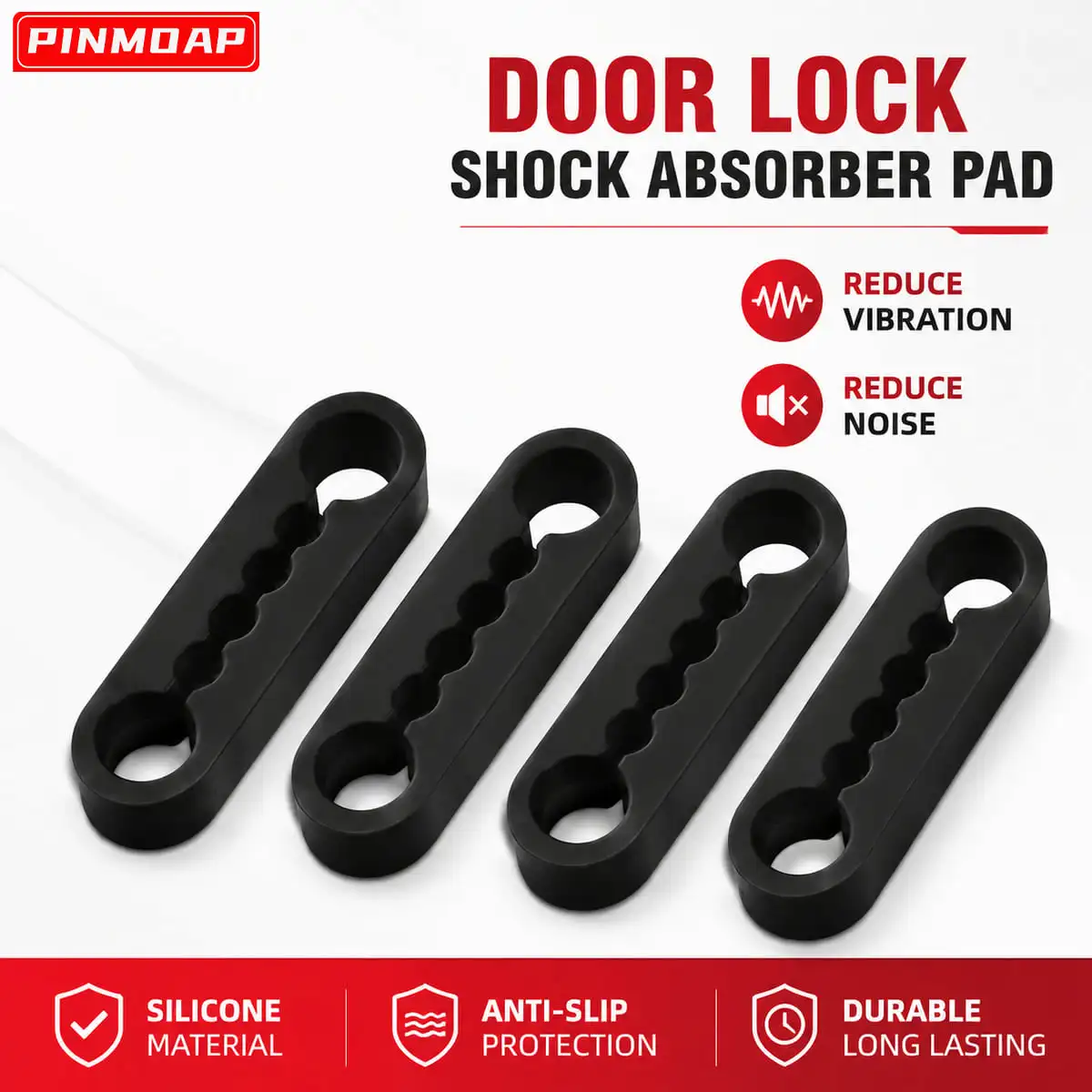 PINMOAP Silicone Car Door Lock Shock Absorber Pads Anti Vibration Noise Reduction Covers for Door Latch Anti Scratch Accessories