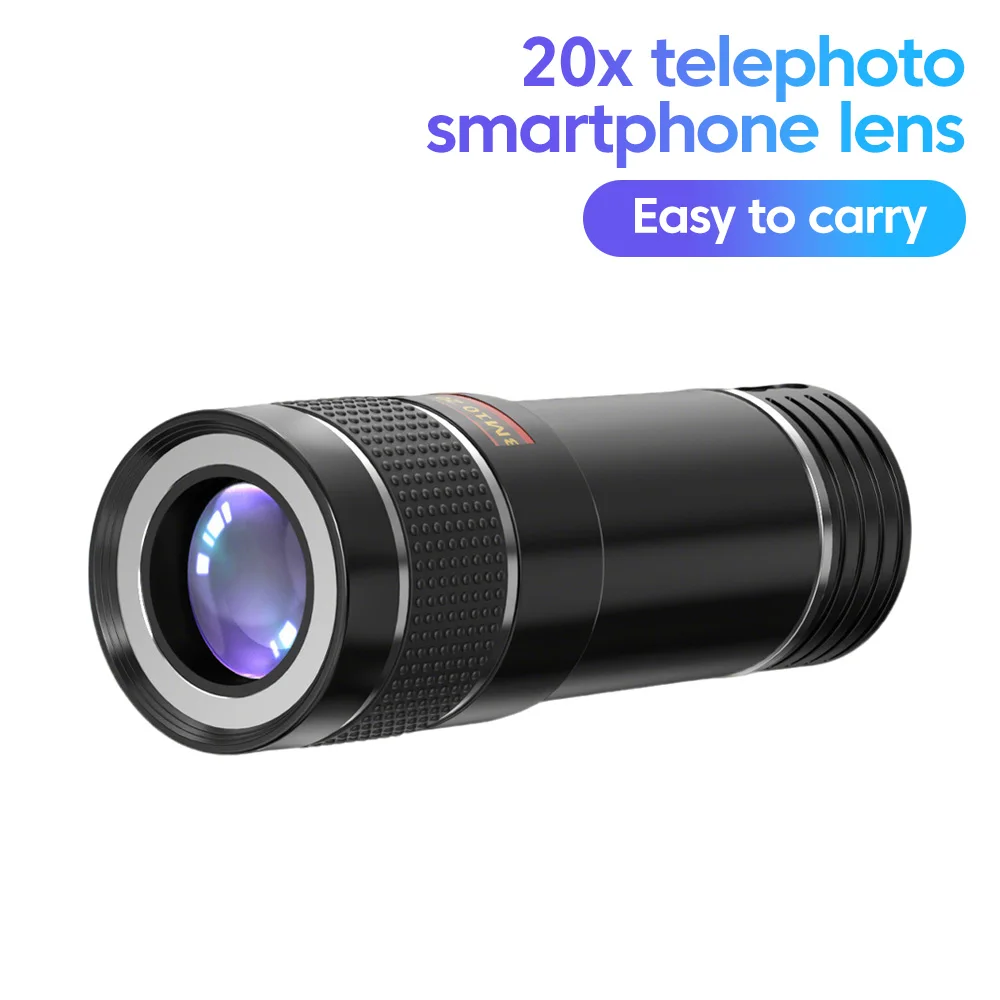 

20x Telephoto Smartphone Lens Clip-On Zoom Phone Camera Telephoto Lens Optical Telescope Lens for Camping Hunting Sports